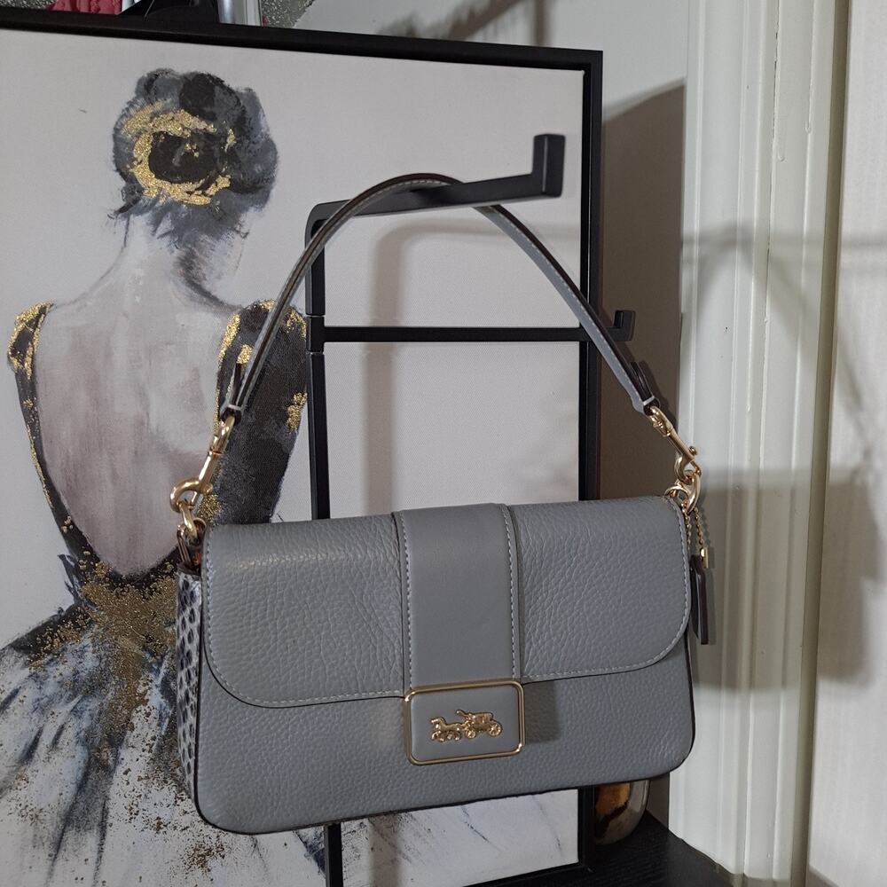 Authentic COACH Gray Mini Grace Crossbody Bag 12.5cm Leather Leather Accessories